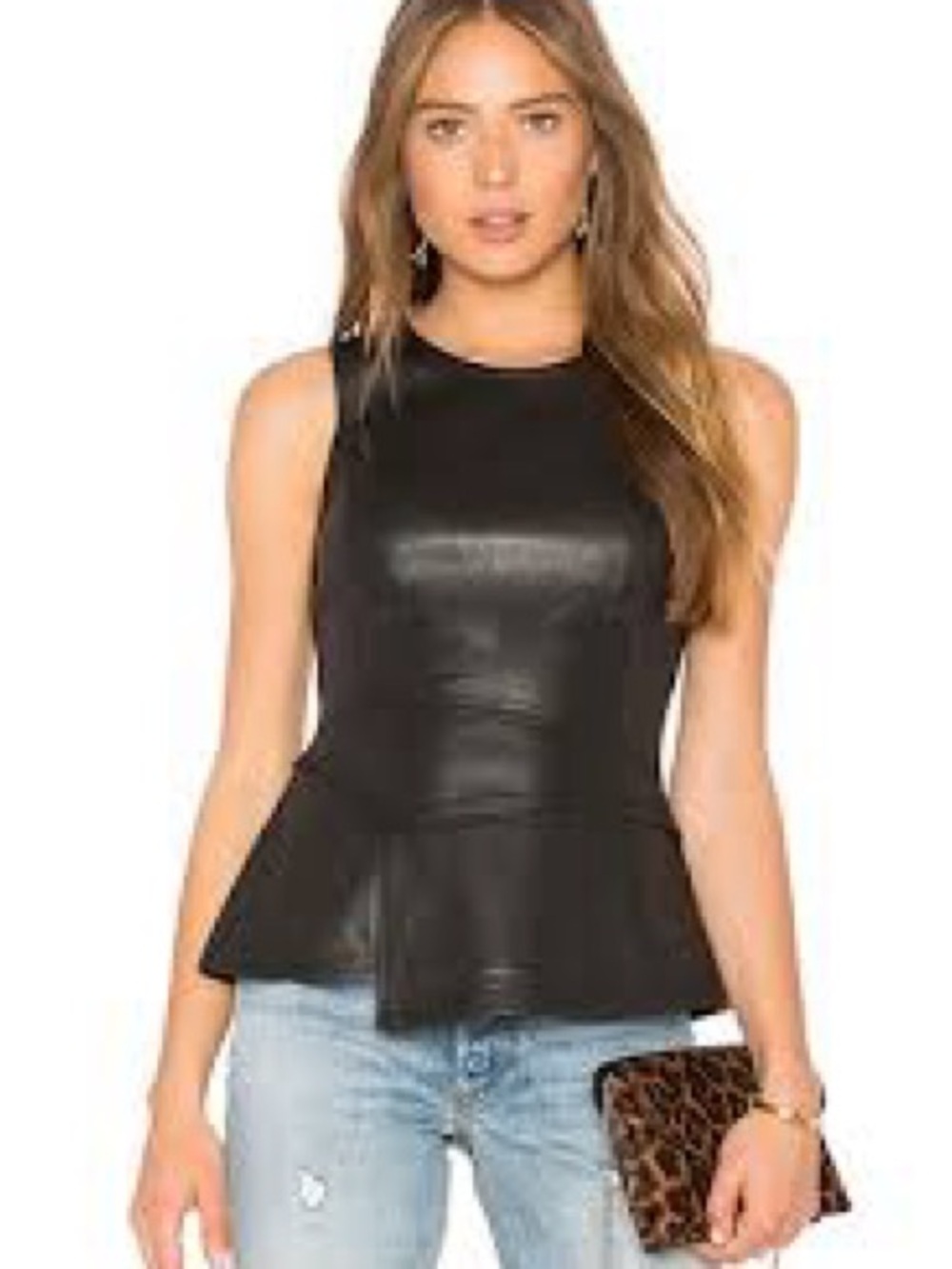 BCBGMaxAzria Black Sleeveless Peplum Tank Top, XS